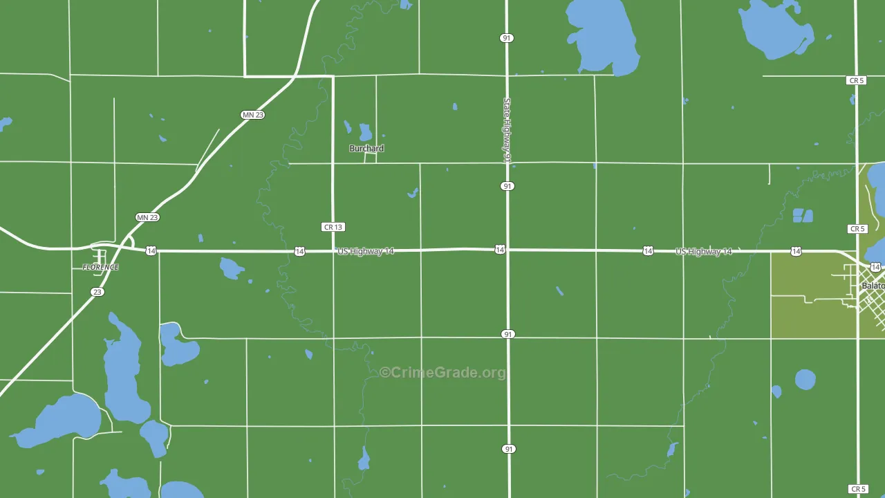 Burchard, MN Map of Vehicle Theft Rates
