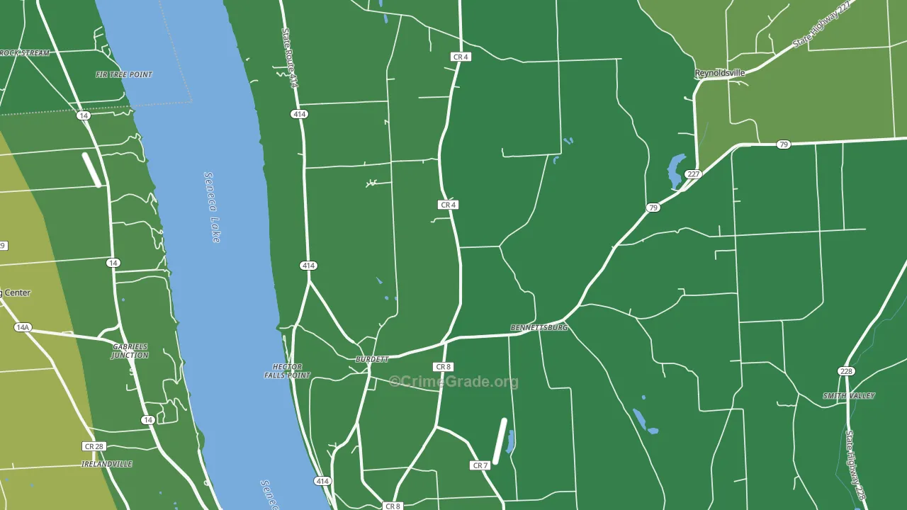 Burdett, NY Map of Vehicle Theft Rates