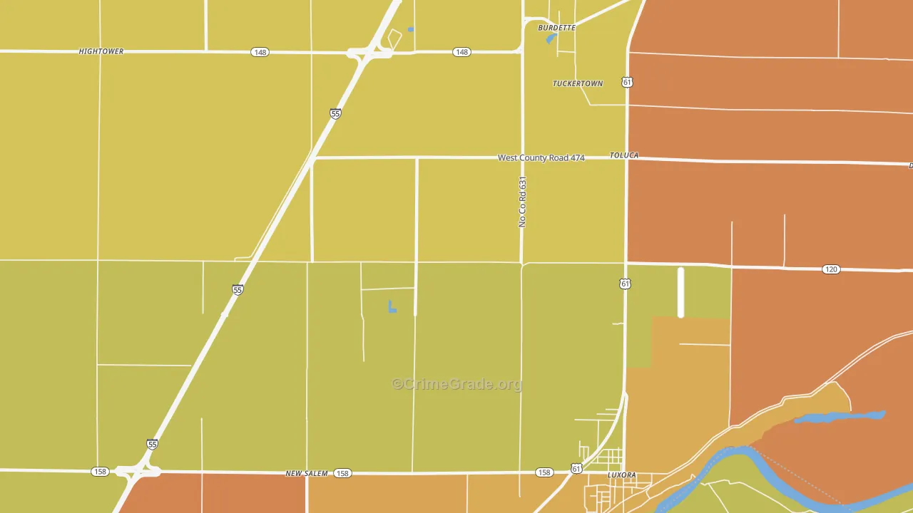 Burdette, AR Map of Vehicle Theft Rates