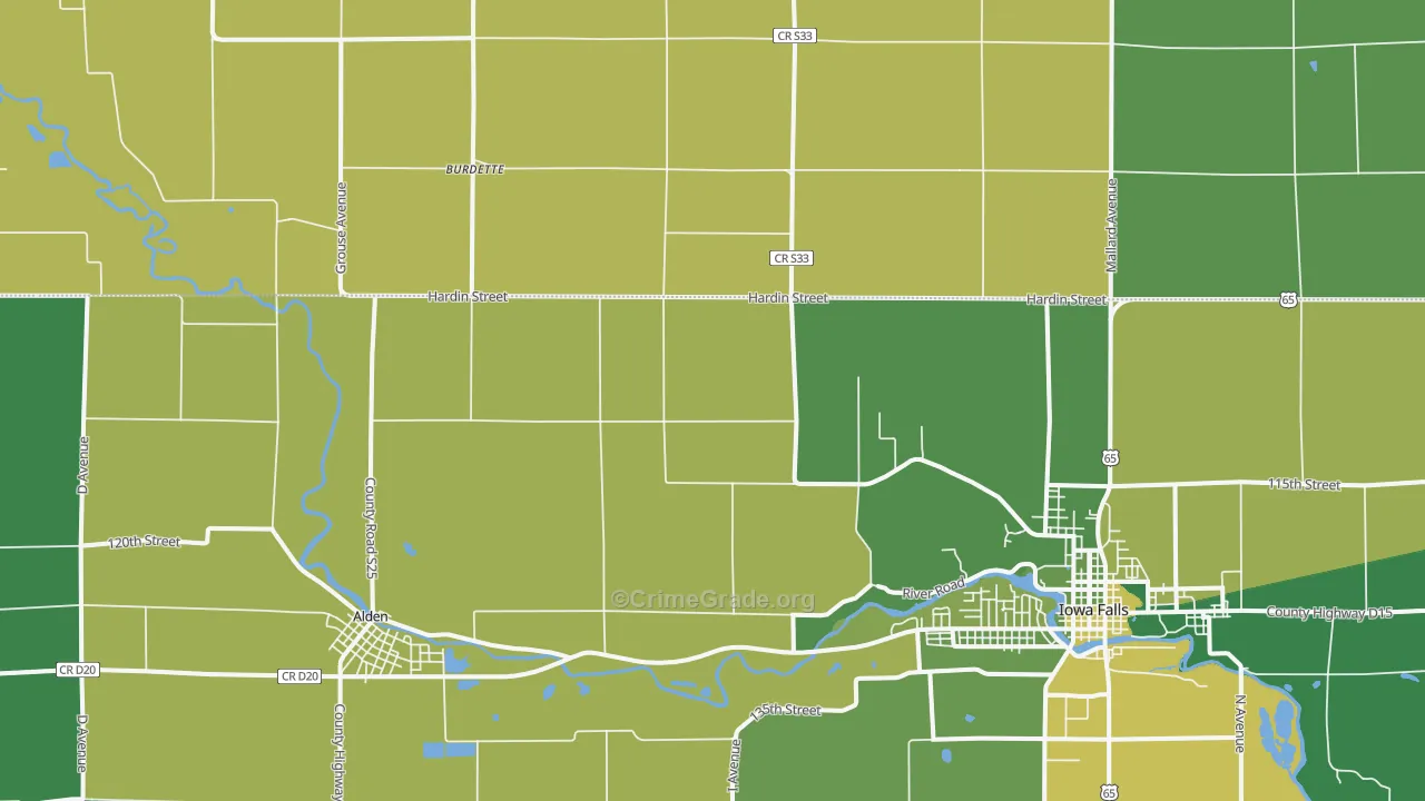 Burdette, IA Map of Vehicle Theft Rates