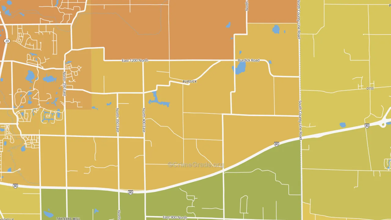 Burdick, IN Map of Vehicle Theft Rates