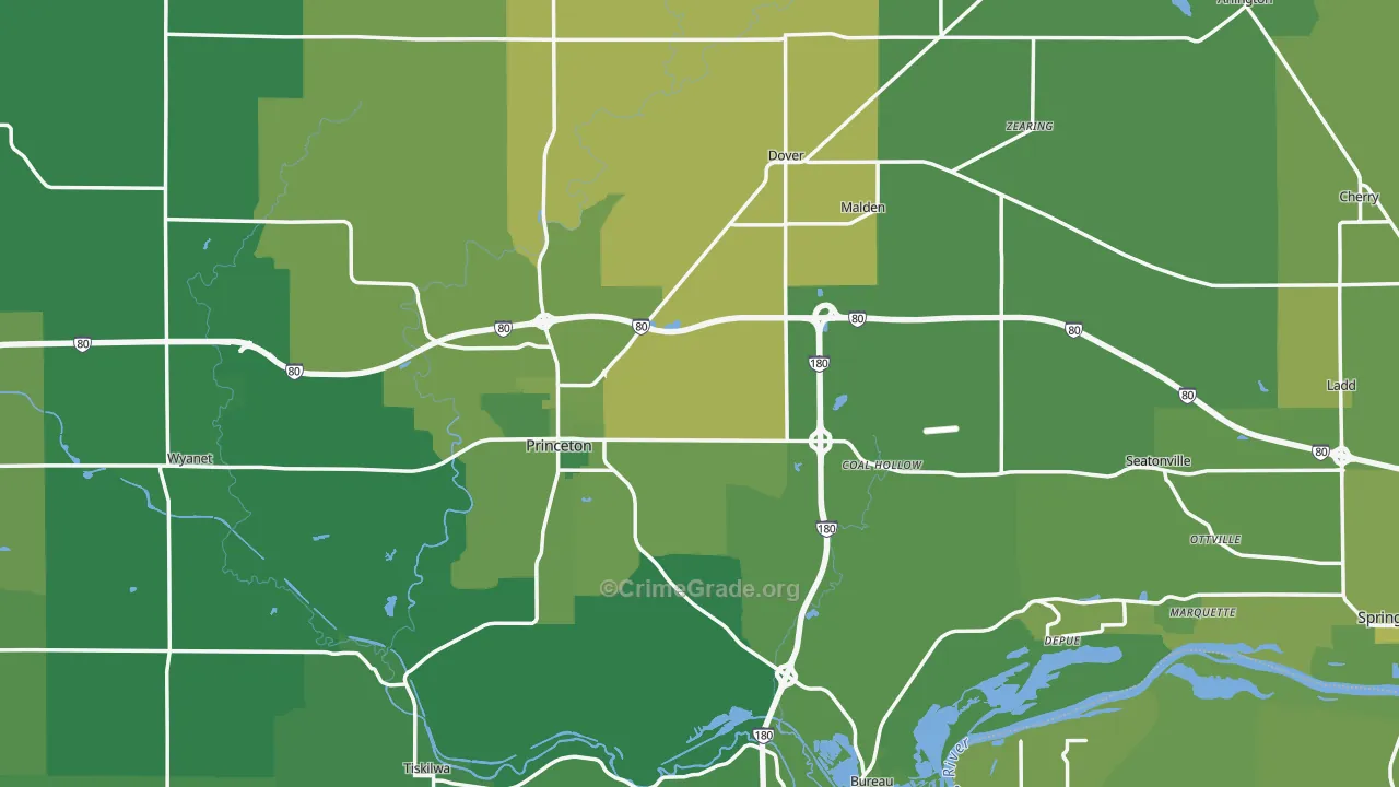 Bureau County, IL Map of Vehicle Theft Rates