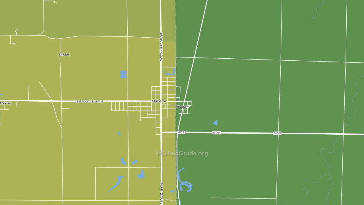 Burgess, MO Map of Vehicle Theft Rates