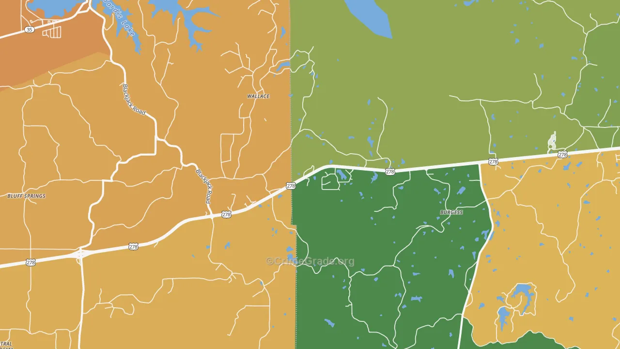 Burgess, MS Map of Vehicle Theft Rates