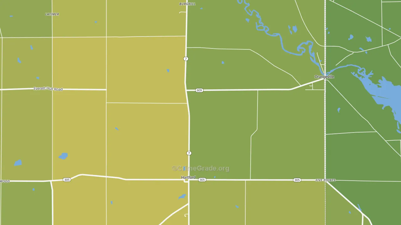 Burghill, OH Map of Vehicle Theft Rates