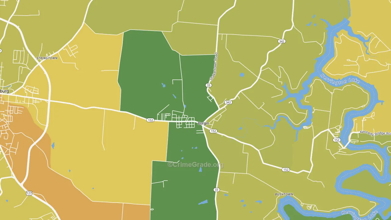 Burgin, KY Map of Vehicle Theft Rates