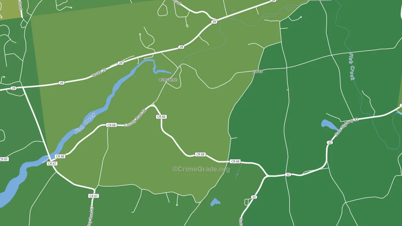 Burgoyne, NY Map of Vehicle Theft Rates