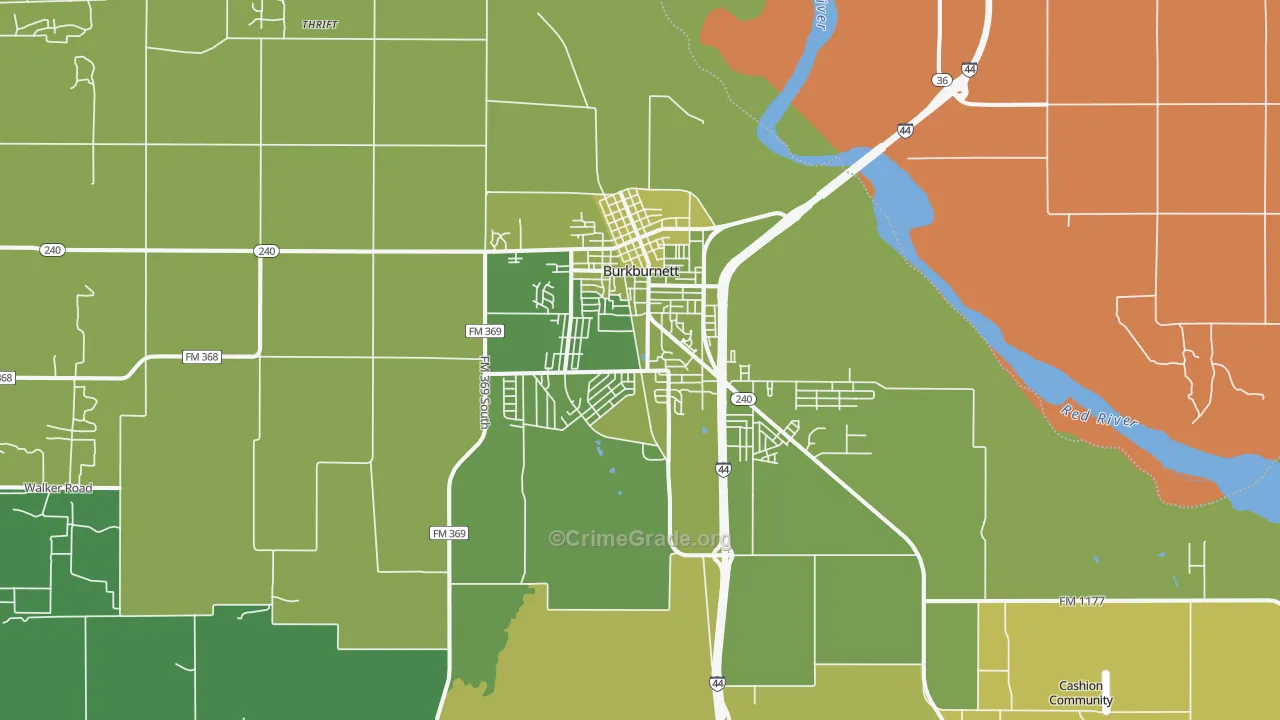 Burkburnett, TX Map of Vehicle Theft Rates