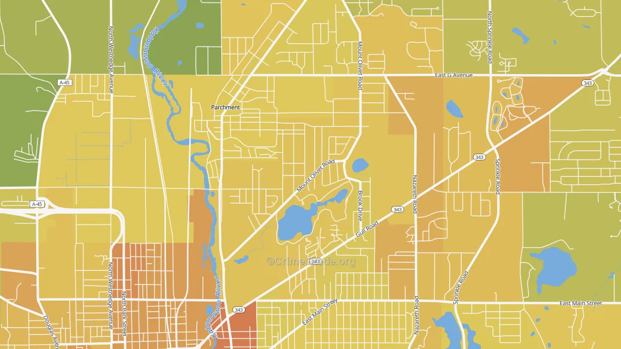 Burke Acres, Kalamazoo, MI Map of Vehicle Theft Rates