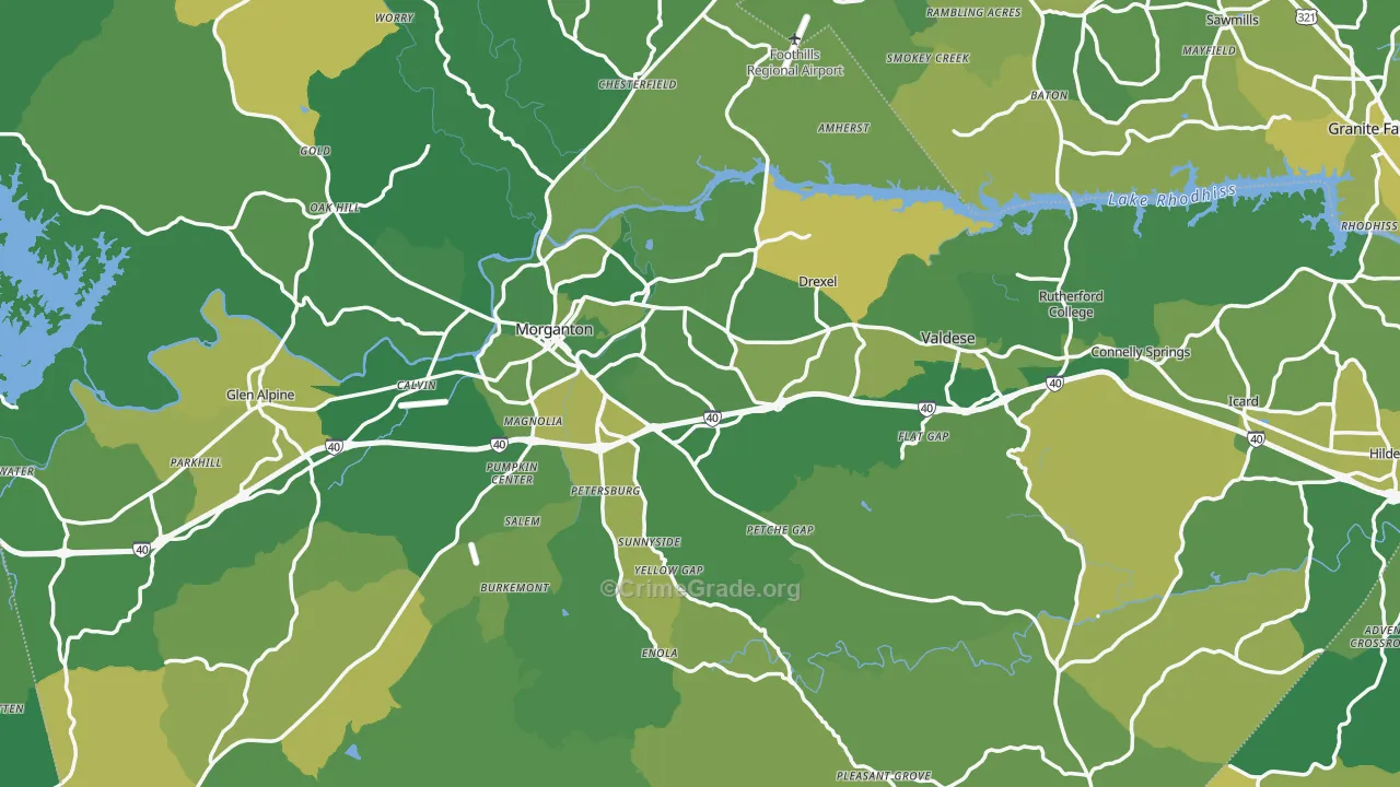 Burke County, NC Map of Vehicle Theft Rates
