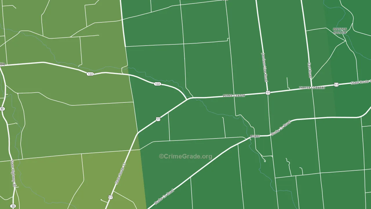 Burke, NY Map of Vehicle Theft Rates
