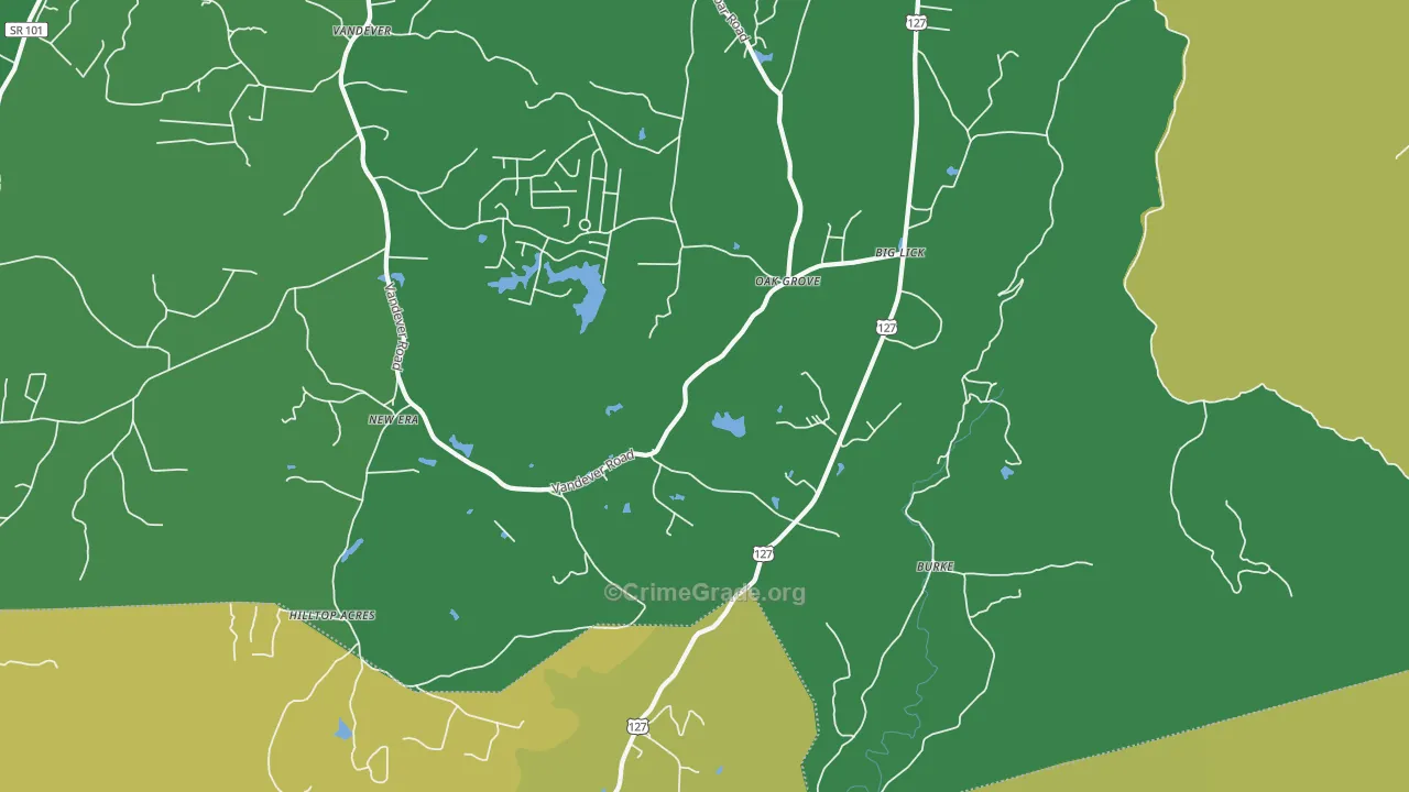 Burke, TN Map of Vehicle Theft Rates