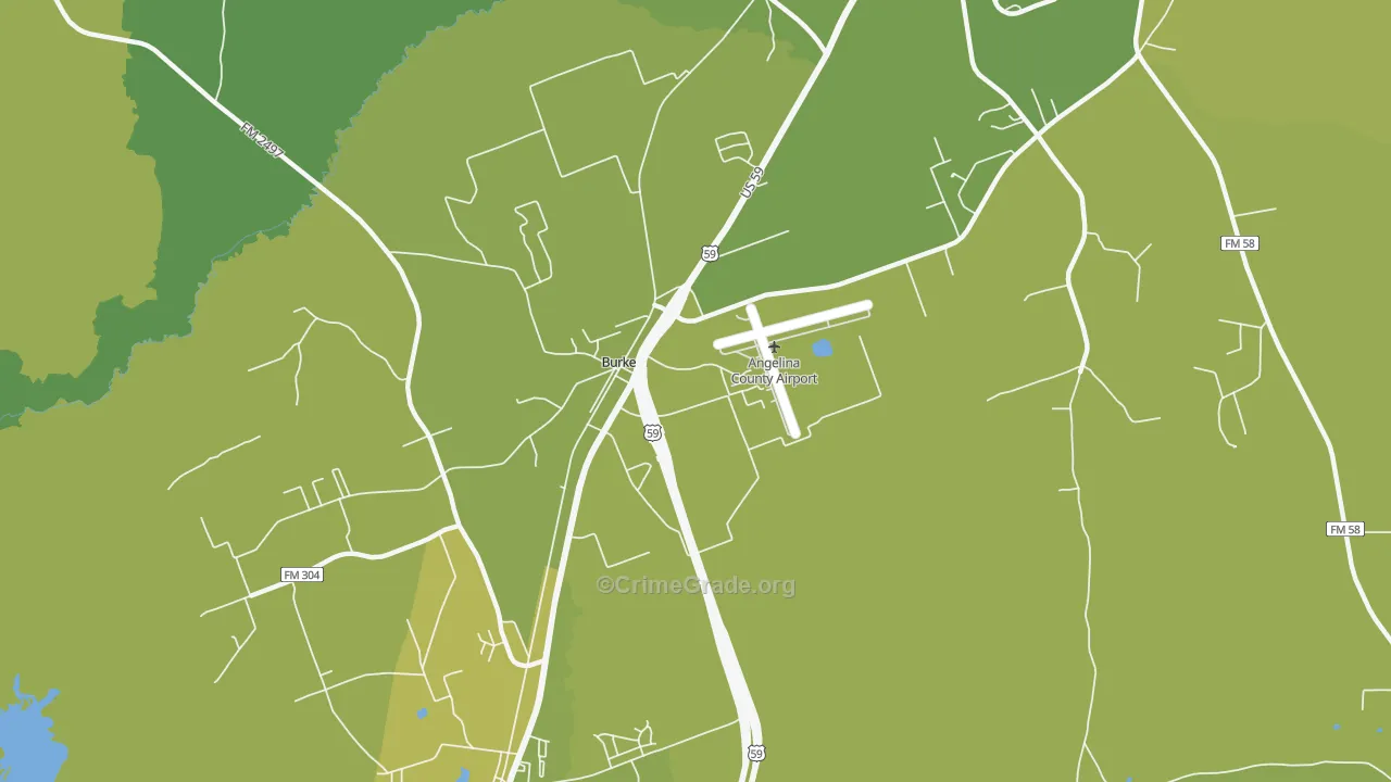 Burke, TX Map of Vehicle Theft Rates