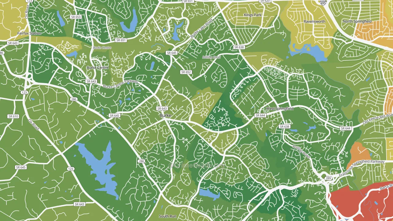 Burke, VA Map of Vehicle Theft Rates