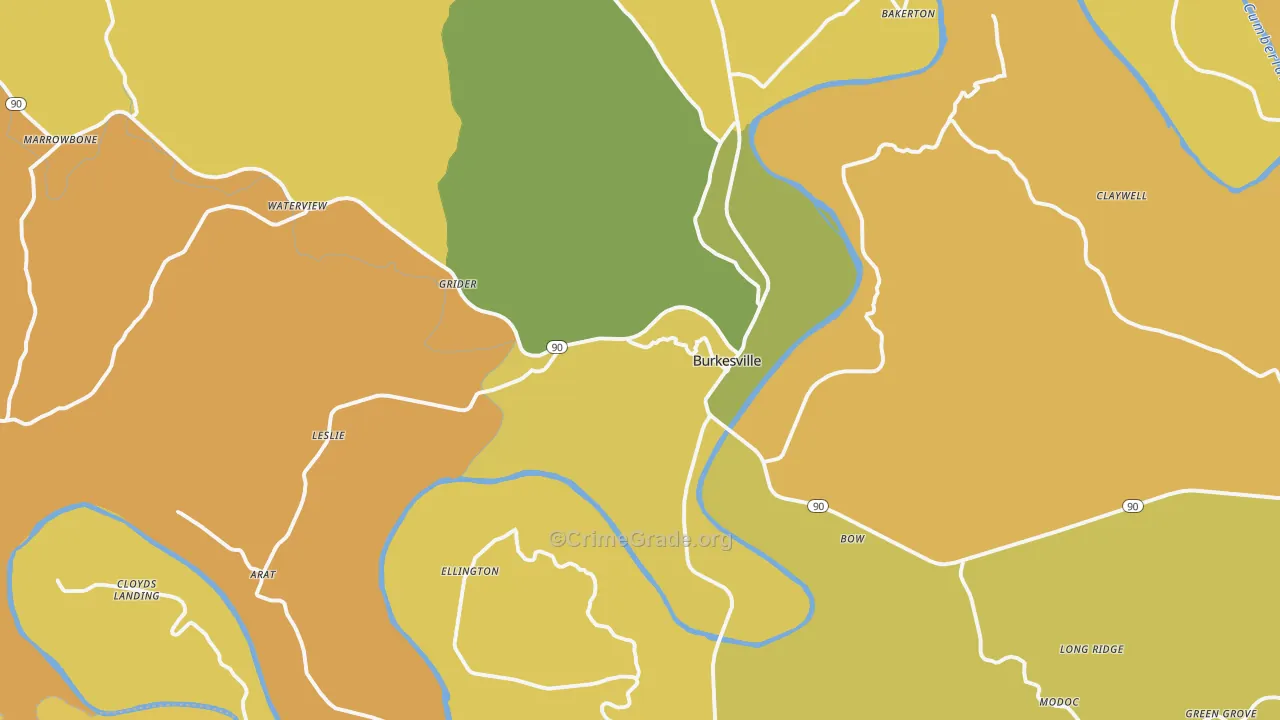 Burkesville, KY Map of Vehicle Theft Rates