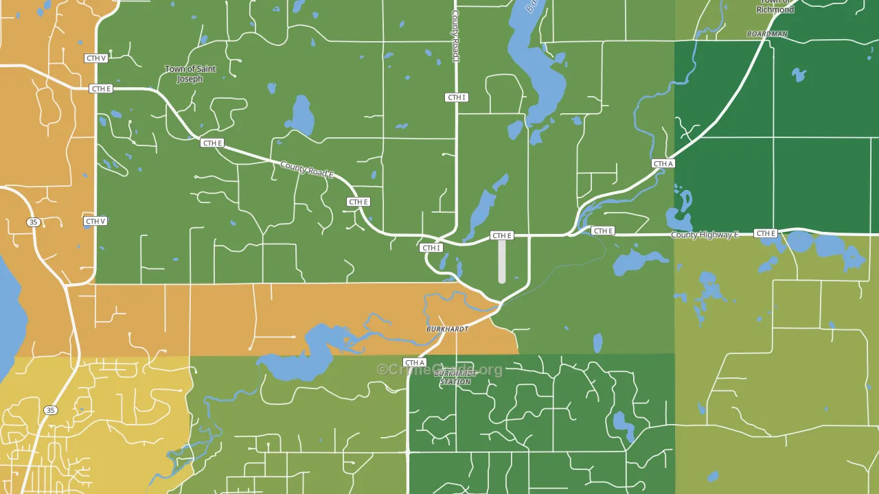 Burkhardt, WI Map of Vehicle Theft Rates