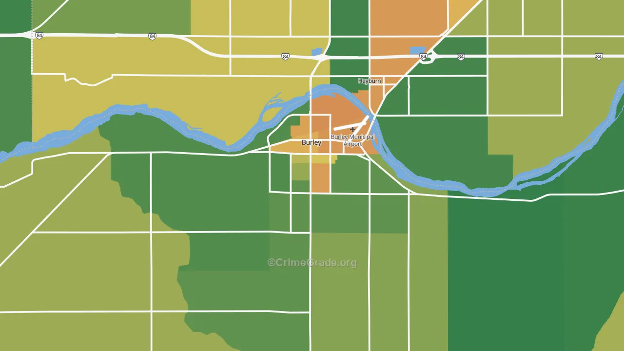 Burley, ID Map of Vehicle Theft Rates