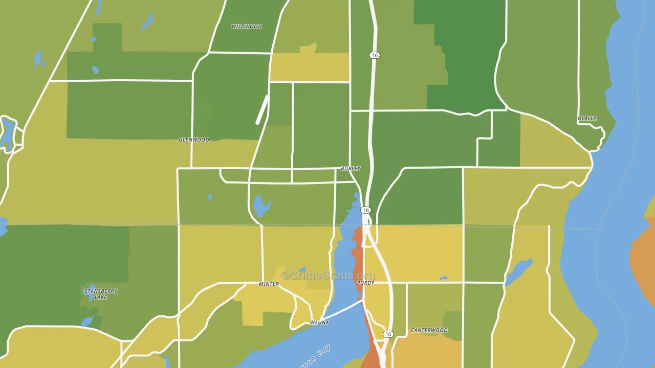 Burley, WA Map of Vehicle Theft Rates