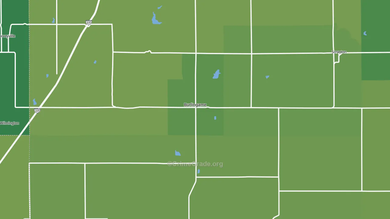 Burlingame, KS Map of Vehicle Theft Rates