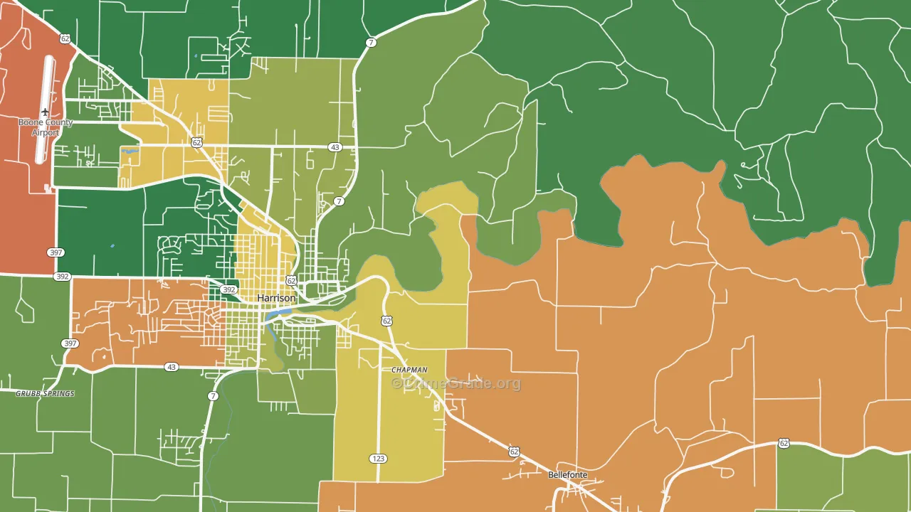 Burlington, AR Map of Vehicle Theft Rates