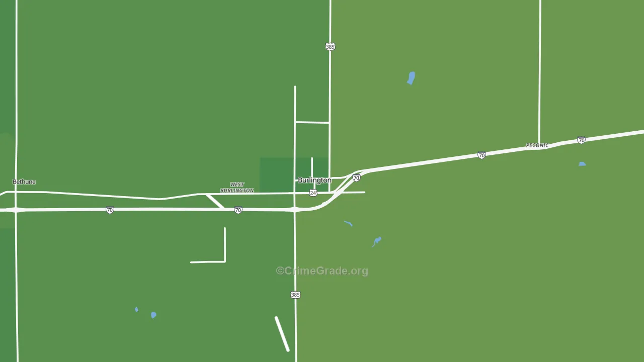 Burlington, CO Map of Vehicle Theft Rates