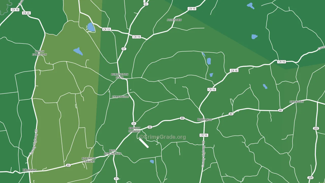 Burlington Flats, NY Map of Vehicle Theft Rates