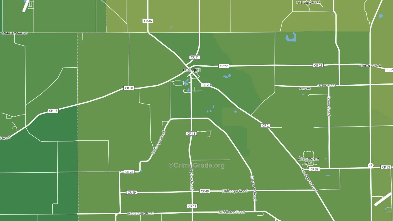 Burlington, IL Map of Vehicle Theft Rates