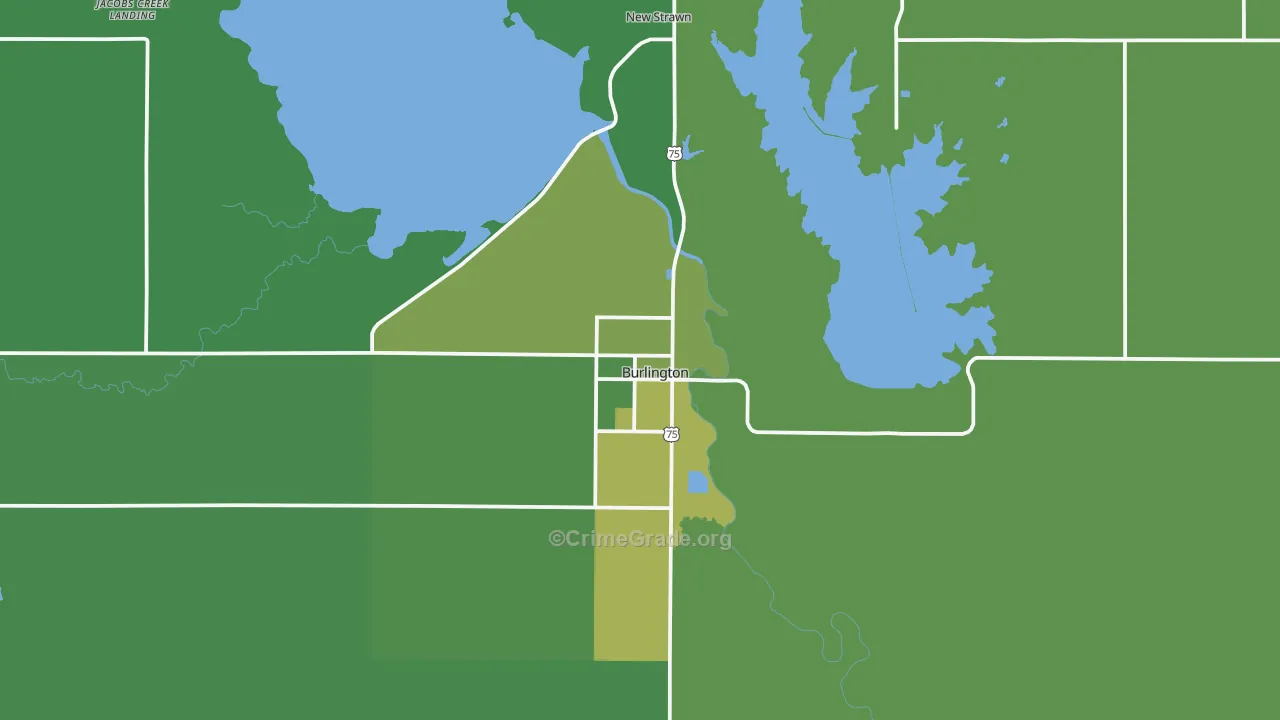 Burlington, KS Map of Vehicle Theft Rates