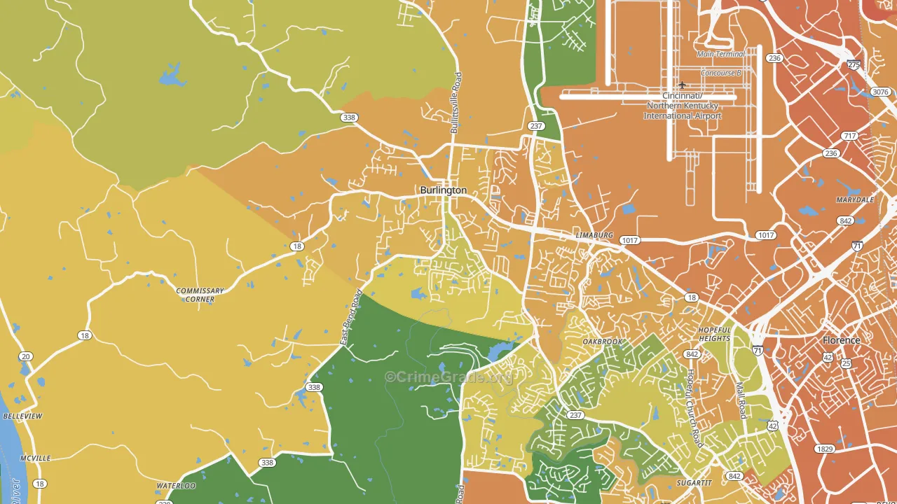 Burlington, KY Map of Vehicle Theft Rates