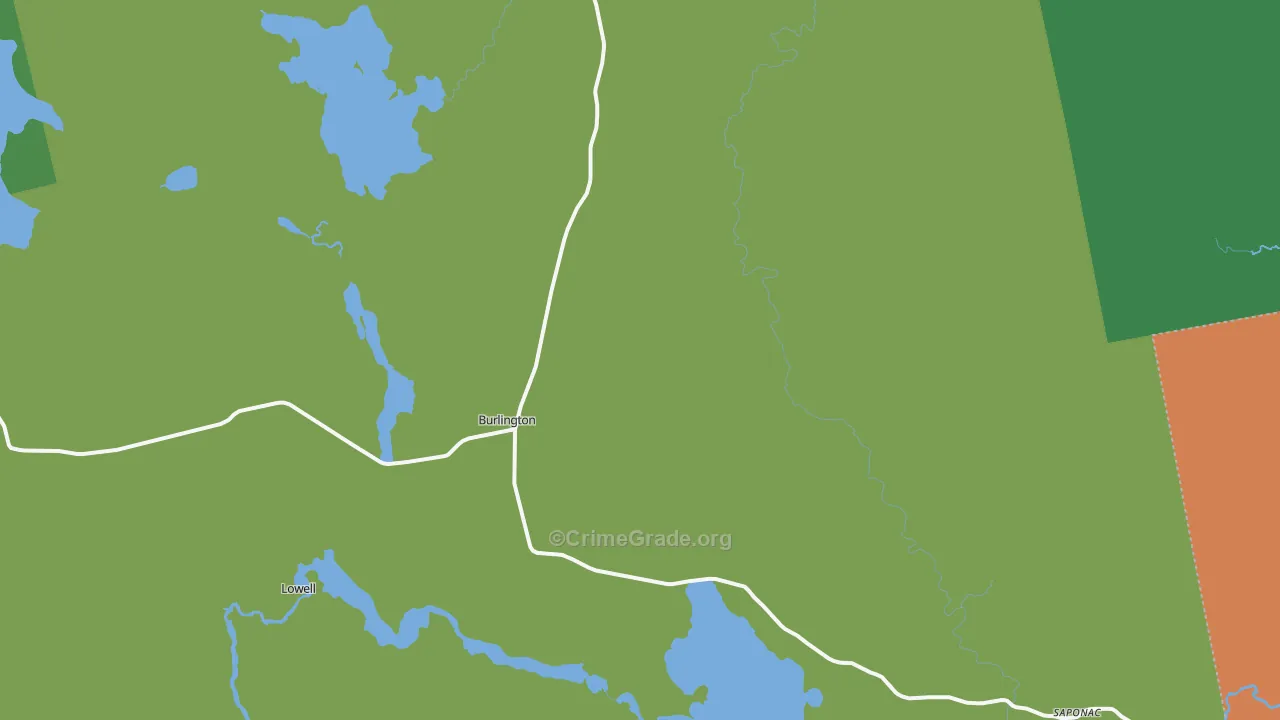 Burlington, ME Map of Vehicle Theft Rates