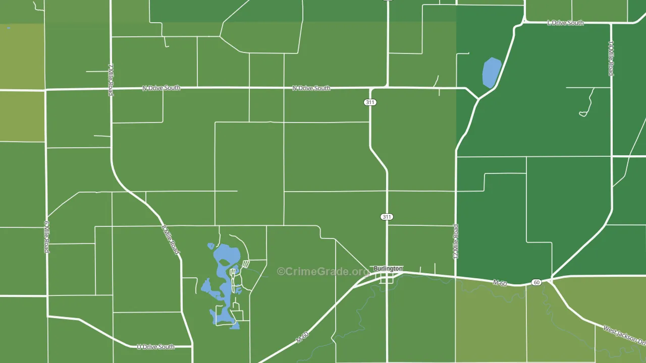 Burlington, MI Map of Vehicle Theft Rates