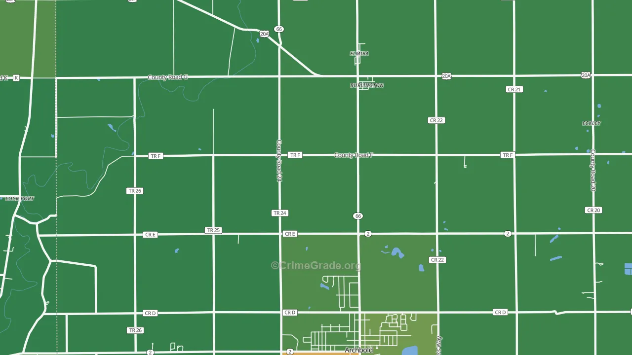 Burlington, OH Map of Vehicle Theft Rates