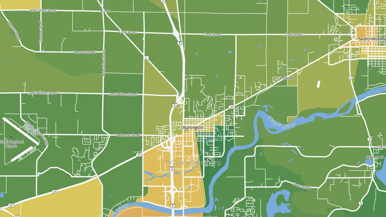Burlington, WA Map of Vehicle Theft Rates