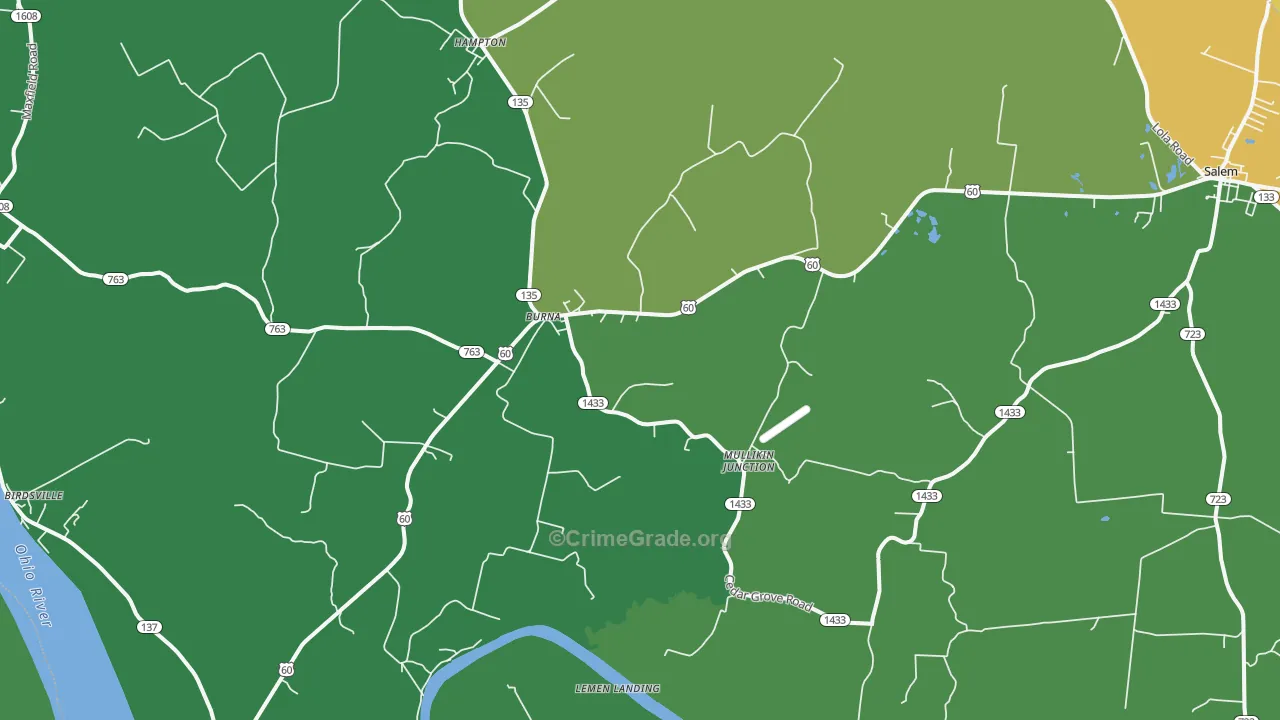 Burna, KY Map of Vehicle Theft Rates