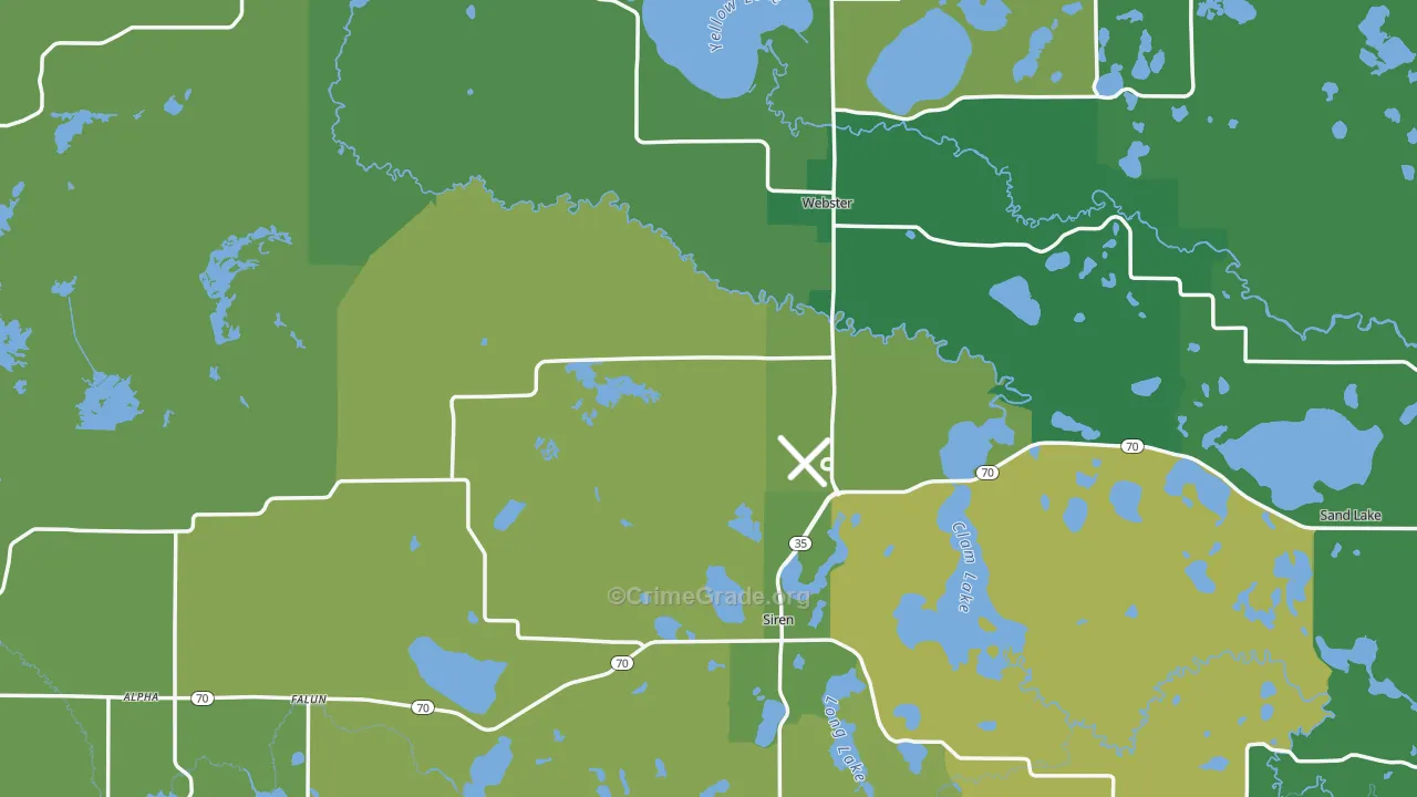 Burnett County, WI Map of Vehicle Theft Rates