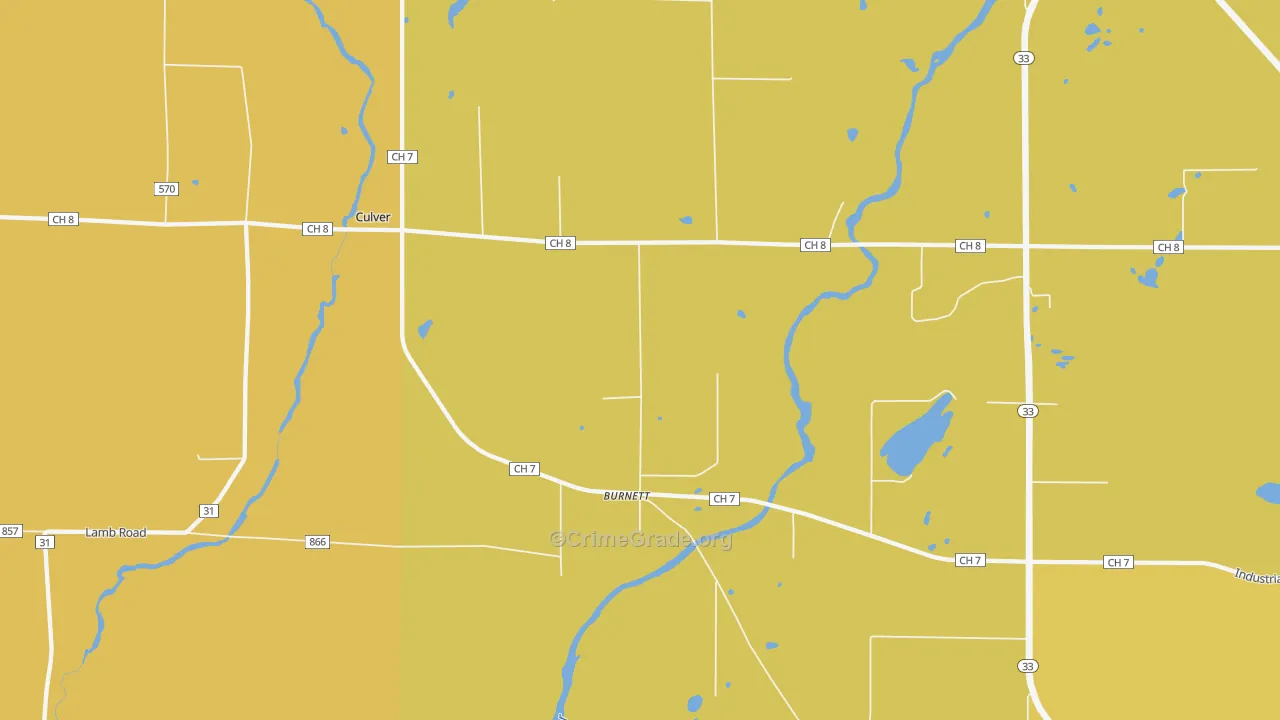 Burnett, MN Map of Vehicle Theft Rates