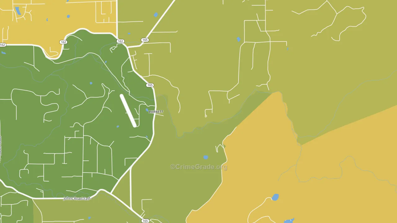 Burnett, WA Map of Vehicle Theft Rates