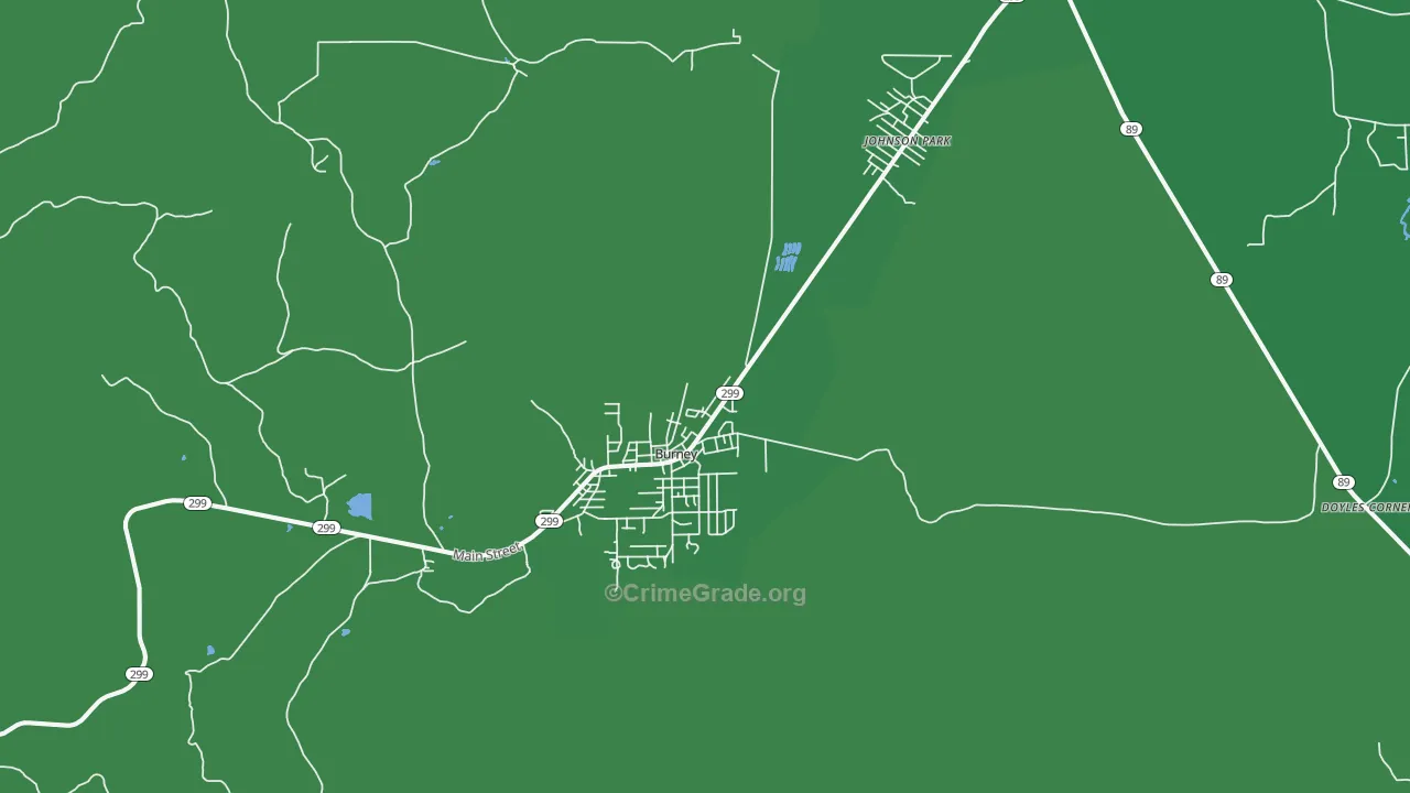 Burney, CA Map of Vehicle Theft Rates