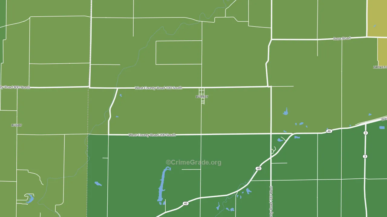 Burney, IN Map of Vehicle Theft Rates