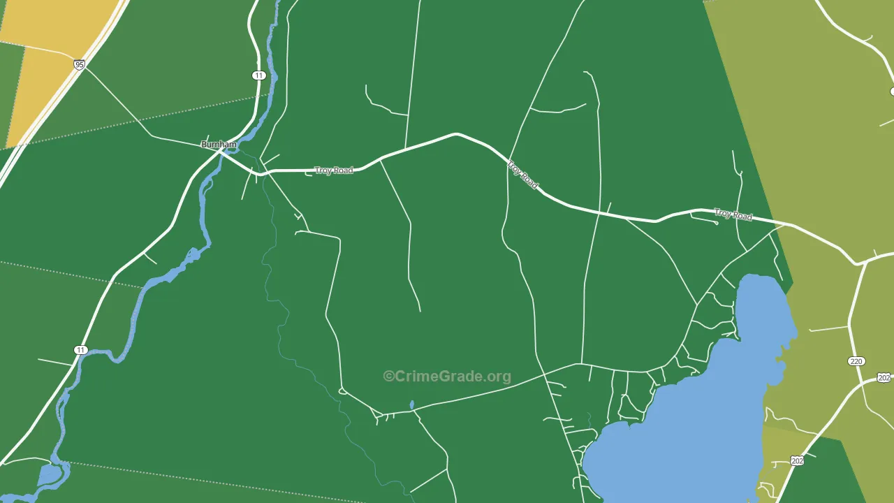 Burnham, ME Map of Vehicle Theft Rates