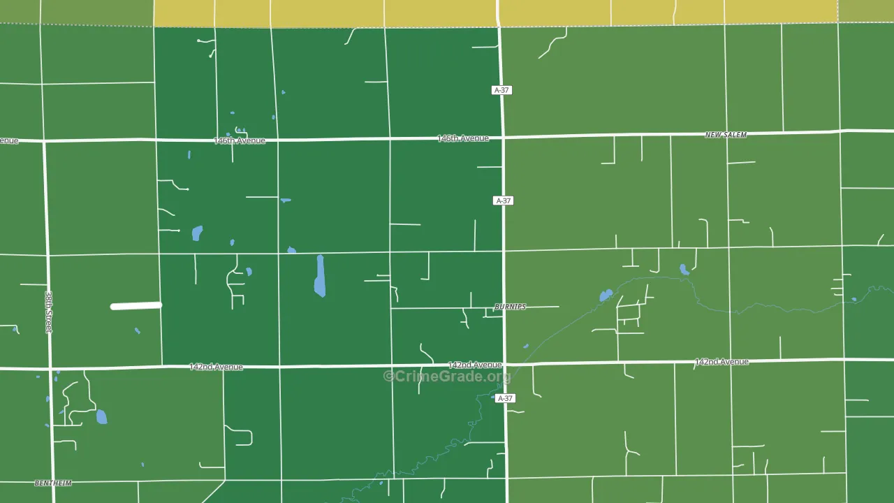 Burnips, MI Map of Vehicle Theft Rates