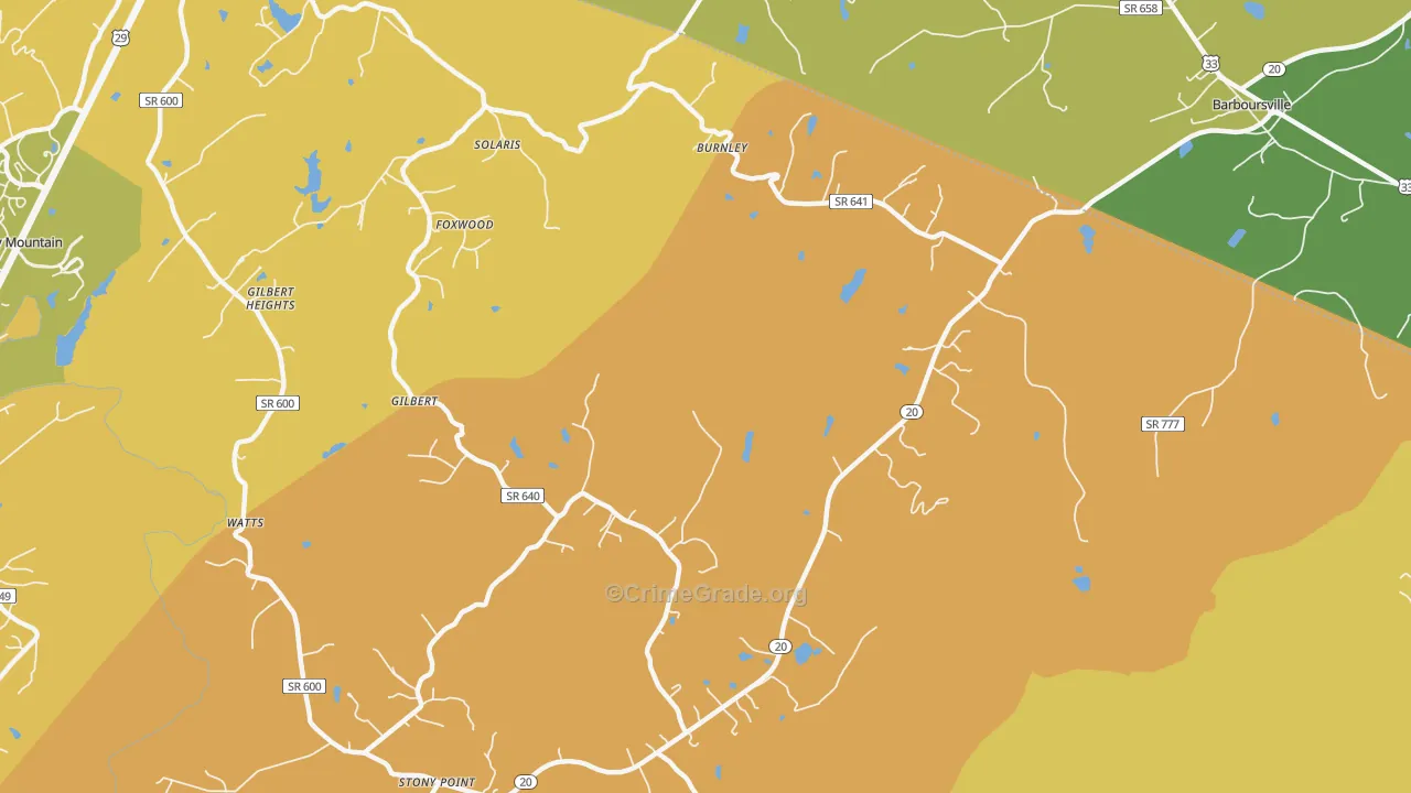 Burnley, VA Map of Vehicle Theft Rates