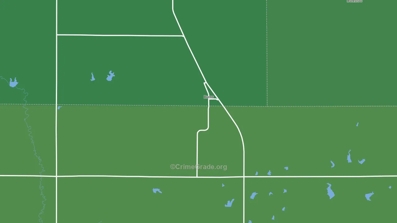 Burns, KS Map of Vehicle Theft Rates