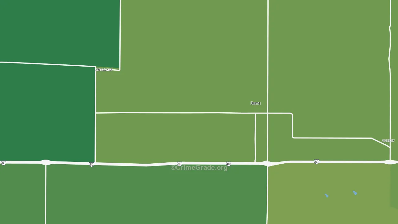 Burns, WY Map of Vehicle Theft Rates