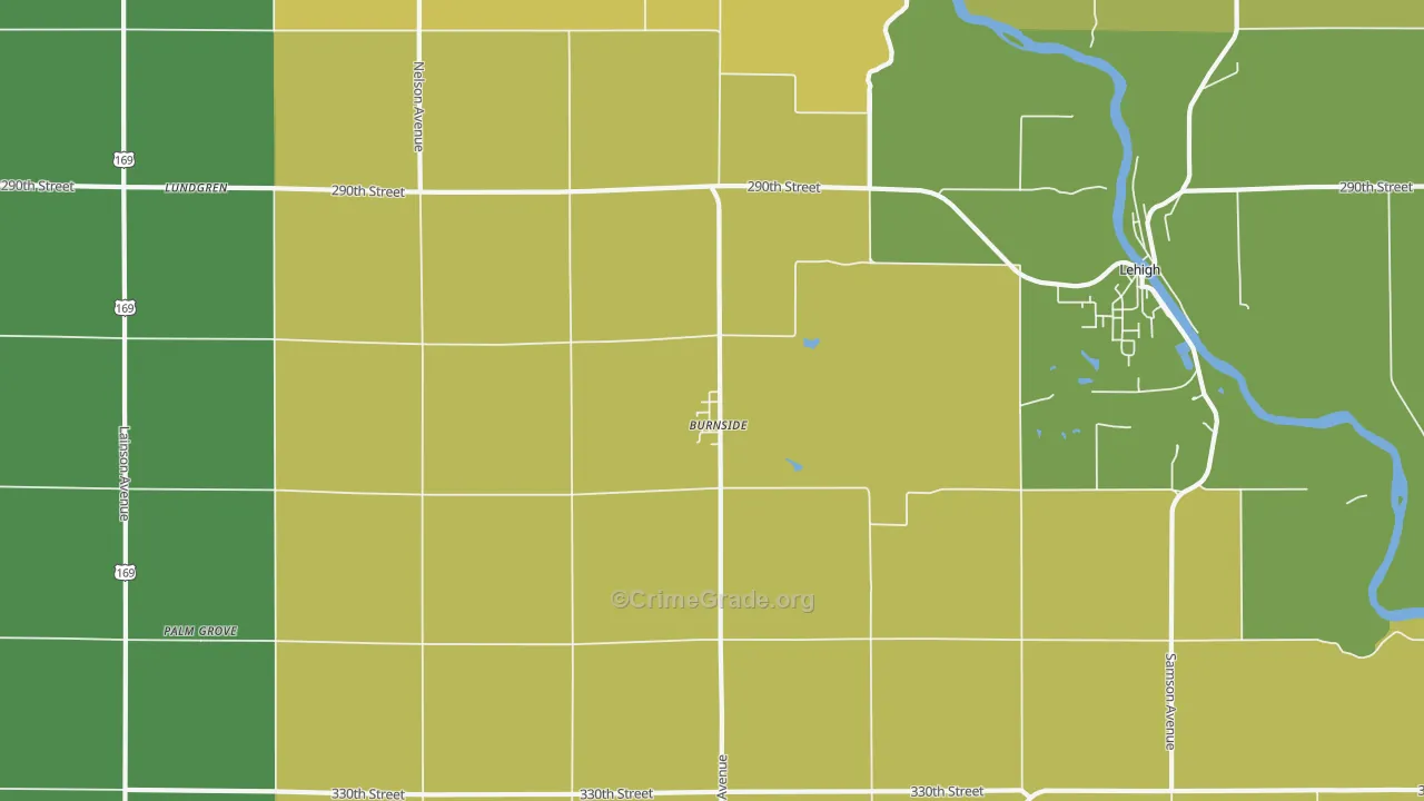 Burnside, IA Map of Vehicle Theft Rates
