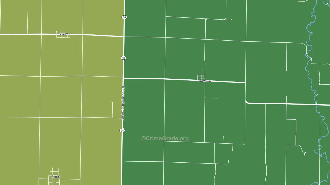 Burnside, IL Map of Vehicle Theft Rates