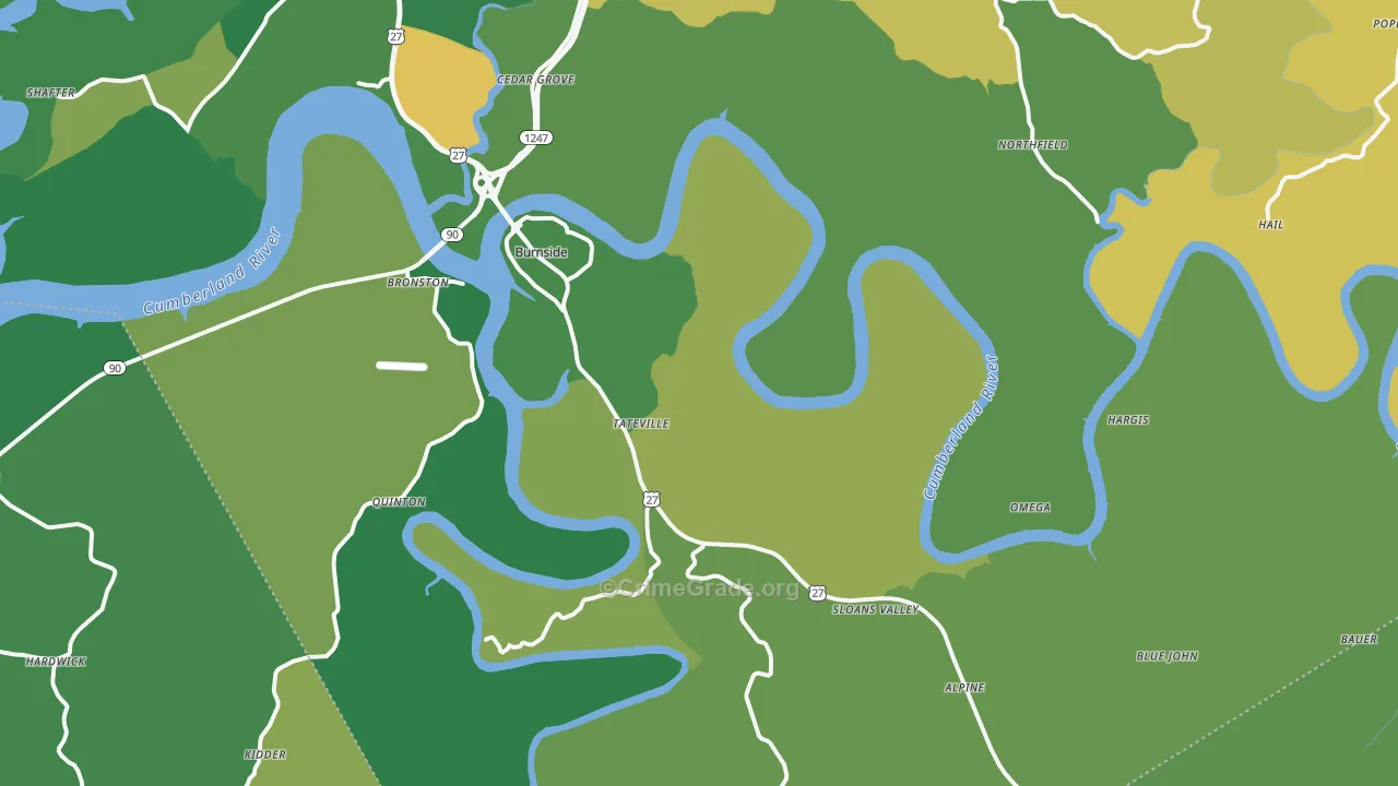 Burnside, KY Map of Vehicle Theft Rates