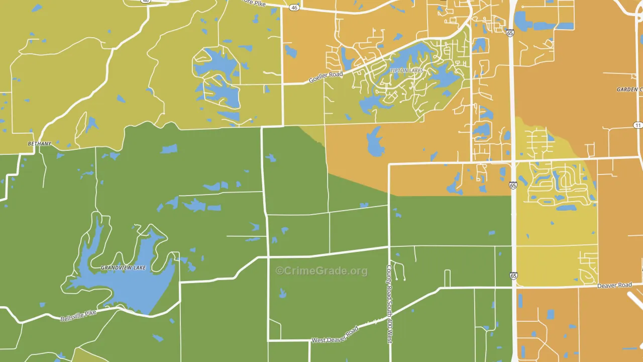 Burnsville, IN Map of Vehicle Theft Rates