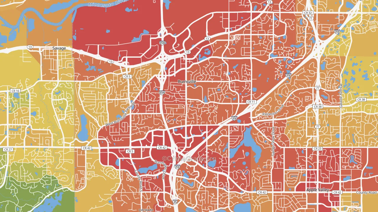 Burnsville, MN Map of Vehicle Theft Rates