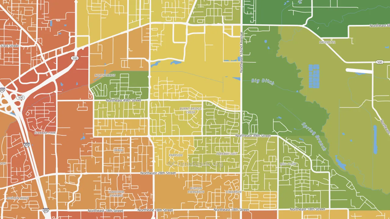 Burnt Bridge Creek, Vancouver, WA Map of Vehicle Theft Rates
